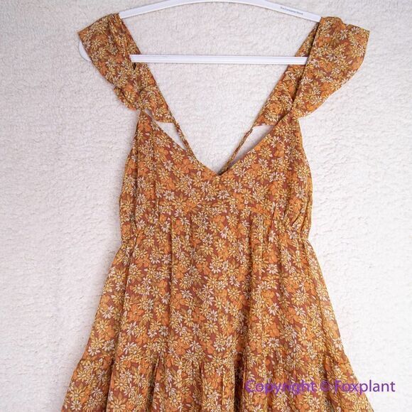 New! Madewell *flawed* Georgette Ruffle-Sleeve Tiered Midi Dress Daisy Meadow 10 - Picture 4 of 16